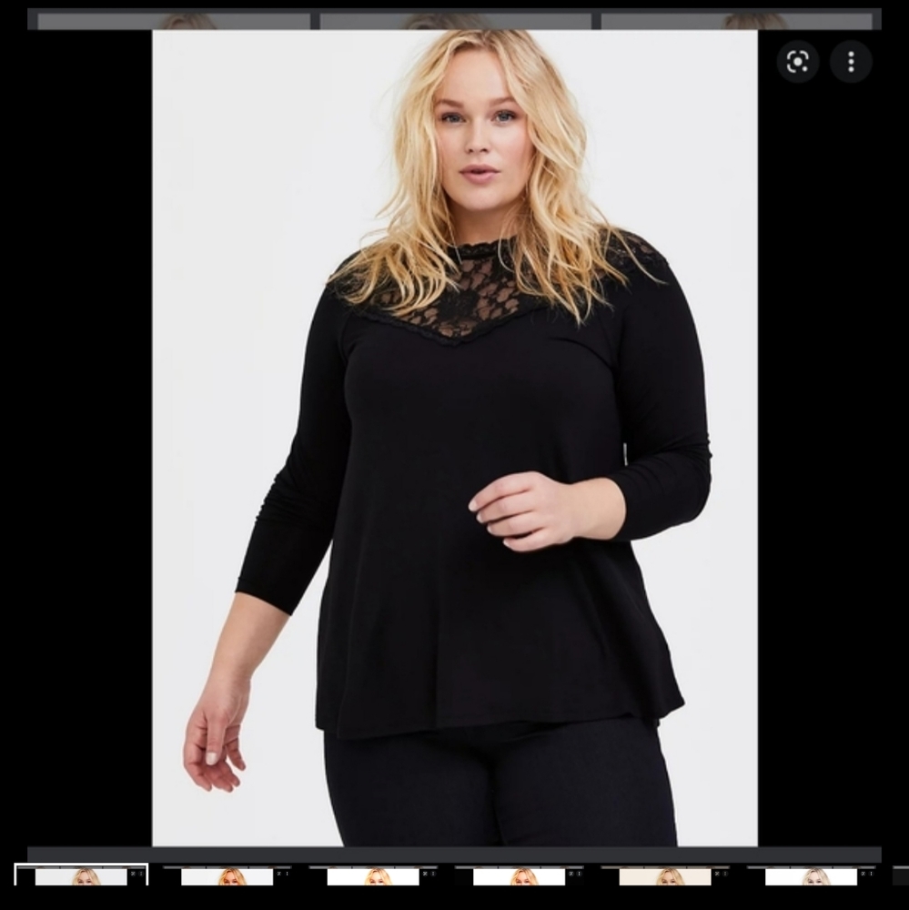 Black laced top long sleeve